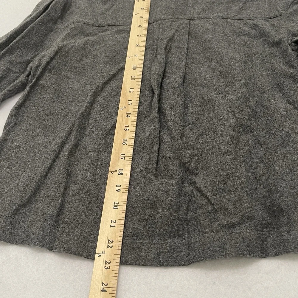 Banana Republic Gray 100% Cotton Button Front Blouse XS Puff Sleeve Pocket Top